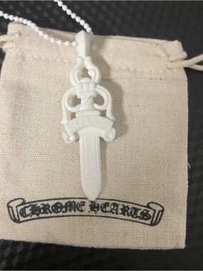 Chrome Hearts White Sculpted Dagger Pendant Necklace